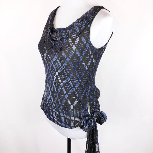 Alfani gray and blue diamond print top - Picture 4 of 7